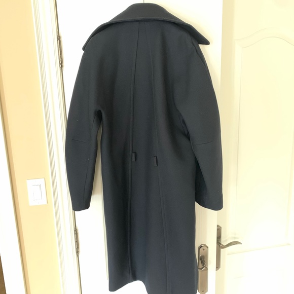 CHLOE Iconic Navy wool Ruffle Front Double Breasted Trench Coat - Picture 7 of 16